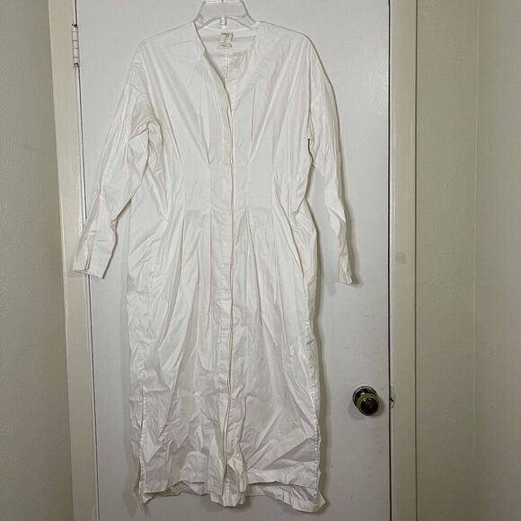 ZERO + Maria Cornejo ivory white long sleeve button down cotton dress US 4 - Picture 1 of 12